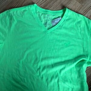 Men’s neon green v neck t shirt size large